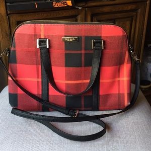 Kate spade red plaid rachelle canvas bag ⭐️